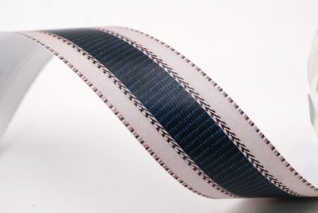 Біла з чорною середньою смугою плетена стрічка_AI